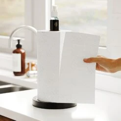 SpaceAid® 2 In 1 Black Countertop Paper Towel Holder With Spray Bottle Inside Center -NeatNest Store 1609 7 4