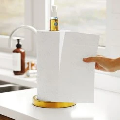 SpaceAid® 2 In 1 Gold Paper Towel Holder With Spray Bottle In The Middle -NeatNest Store 1609 7 5