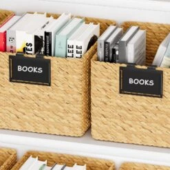 SpaceAid 10 Pack Black Pantry Basket Label Clips On For Storage Bins With 20 Label Cards -NeatNest Store 1609 7 8