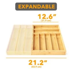 SpaceAid Bamboo Expandable Silverware Organizer For Kitchen Drawer Storage (Natural, 10 Slots) -NeatNest Store 1609 7 8 13e1560f c195 45cd 8fdc a42400f2ace6