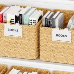 SpaceAid 10 Pack White Basket Labels Clip With 20 Label Cards Included Black White Chalk -NeatNest Store 1609 7 9