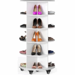 5-Tier Rotating Shoe Rack With Wheels