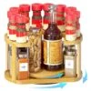 SpaceAid Bamboo 2 Tier Lazy Susan Spice Rack Organizer For Pantry Seasoning Bottle Holder Storage
