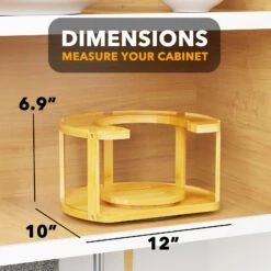 SpaceAid Bamboo 2 Tier Lazy Susan Spice Rack Organizer For Pantry Seasoning Bottle Holder Storage -NeatNest Store 2 tier lazy susan spice rack organizer 5