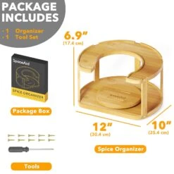 SpaceAid Bamboo 2 Tier Lazy Susan Spice Rack Organizer For Pantry Seasoning Bottle Holder Storage -NeatNest Store 2 tier lazy susan spice rack organizer 7