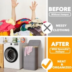 SpaceAid 110L Large Tall Collapsible Laundry Basket With Bamboo Handles -NeatNest Store 2.1 46058037 e955 40f7 96e3 7b0cd93378c8