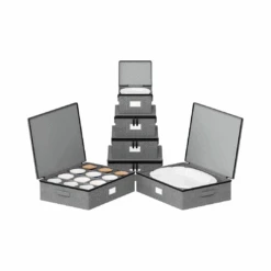 6 Pack Hard Shell China Storage Containers For Dishes And Mugs