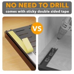 SpaceAid Adjustable No-Drill Adhesive Pull-Out Cabinet Drawer For Kitchen Black, 17" Deep -NeatNest Store 28CTCL 01XK 01B 1609 6