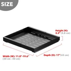 SpaceAid Adjustable No-Drill Adhesive Pull-Out Cabinet Drawer For Kitchen Black, 17" Deep -NeatNest Store 28CTCL 01XK 01B 1609 7