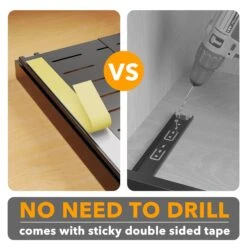 SpaceAid Adjustable No-Drill Adhesive Pull-Out Cabinet Shelves For Kitchen Black, 21" Deep -NeatNest Store 28CTCL 02DK 01B 1609 6