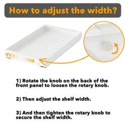 SpaceAid Adjustable No-Drill Adhesive Pull-Out Shelves For Cabinets White, 21" Deep -NeatNest Store 28CTCL 02DK 02W 1609 4