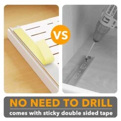 SpaceAid Adjustable No-Drill Adhesive Pull-Out Shelves For Cabinets White, 21" Deep -NeatNest Store 28CTCL 02DK 02W 1609 6