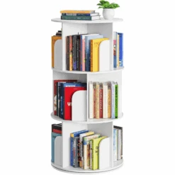 Cross Style 3 Tier Rotating Bookshelf