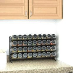 SpaceAid Spice Rack Organizer With 36 Empty Spice Bottles, Black -NeatNest Store 3 1