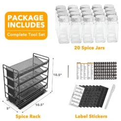 SpaceAid Pull Out Spice Rack Organizer With 20 Jars And 801 Labels For Kitchen Cabinet -NeatNest Store 3 E5 88 86 E6 9E 90 E5 9B BE E5 B0 BA E5 AF B8 E9 85 8D E4 BB B6
