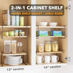 SpaceAid Cabinet Shelf Organizers 2 Pack, Kitchen Counter Organizer Rack, Metal And Wood, 13" Wide -NeatNest Store 3 E5 9C BA E6 99 AF E5 9B BE E6 9F 9C E5 86 85 scaled 1
