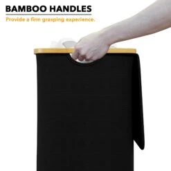 SpaceAid 110L Large Tall Collapsible Laundry Basket With Bamboo Handles -NeatNest Store 3 088d7234 e96b 4b91 9031 d33776f03211