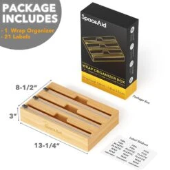 SpaceAid® WrapNeat Organizer Plastic Wrap Dispenser With Cutter For Kitchen 3-Slot 9 SpaceAid® WrapNeat Organizer Plastic Wrap Dispenser With Cutter For Kitchen 3-Slot -NeatNest Store 3slotsdimensions