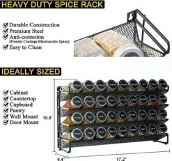 SpaceAid Spice Rack Organizer With 36 Empty Spice Bottles, Black -NeatNest Store 4 1