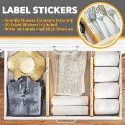 SpaceAid 4“ High Bamboo Deep Drawer Dividers For Kitchen, Clothes And Bathroom With 2 Dividers (17-22 In) -NeatNest Store 4