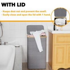 SpaceAid 110L Large Tall Collapsible Laundry Basket With Bamboo Handles -NeatNest Store 4.1 5097fbd6 f954 4665 82fd b7b5590a3ccb