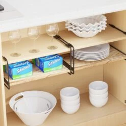 SpaceAid Open Kitchen Cabinet Shelf Organizers 2 Pack In Black And Natural, 16" Wide -NeatNest Store 5 E5 9C BA E6 99 AF E5 9B BE E5 80 92 E6 8C 82 1 scaled 1