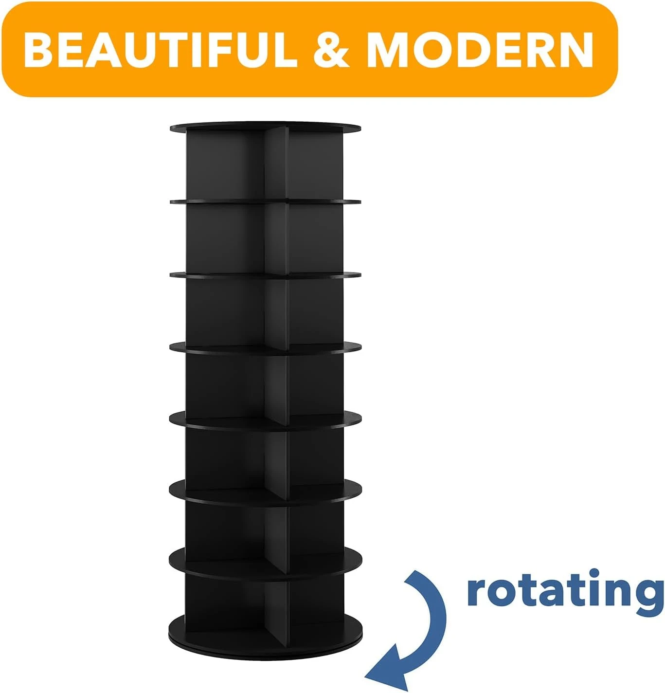 Black 7-Tier Rotating Shoe Rack For Closet 7 Black 7-Tier Rotating Shoe Rack For Closet - Image 7