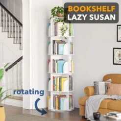 SpaceAid 5 Tier Rotating Bookcase -NeatNest Store 56XZSJ MS01 W5 1609 3