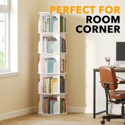SpaceAid 5 Tier Rotating Bookcase -NeatNest Store 56XZSJ MS01 W5 1609 4