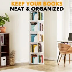 SpaceAid 5 Tier Rotating Bookcase -NeatNest Store 56XZSJ MS01 W5 1609 6