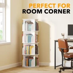 SpaceAid 4 Tier Rotating Bookshelf -NeatNest Store 56XZSJ MS02 W4 1609 4