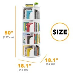 SpaceAid 4 Tier Rotating Bookshelf -NeatNest Store 56XZSJ MS02 W4 1609 5