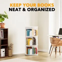 SpaceAid 3 Tier Spinning Bookshelf -NeatNest Store 56XZSJ MS03 W3 1609 6