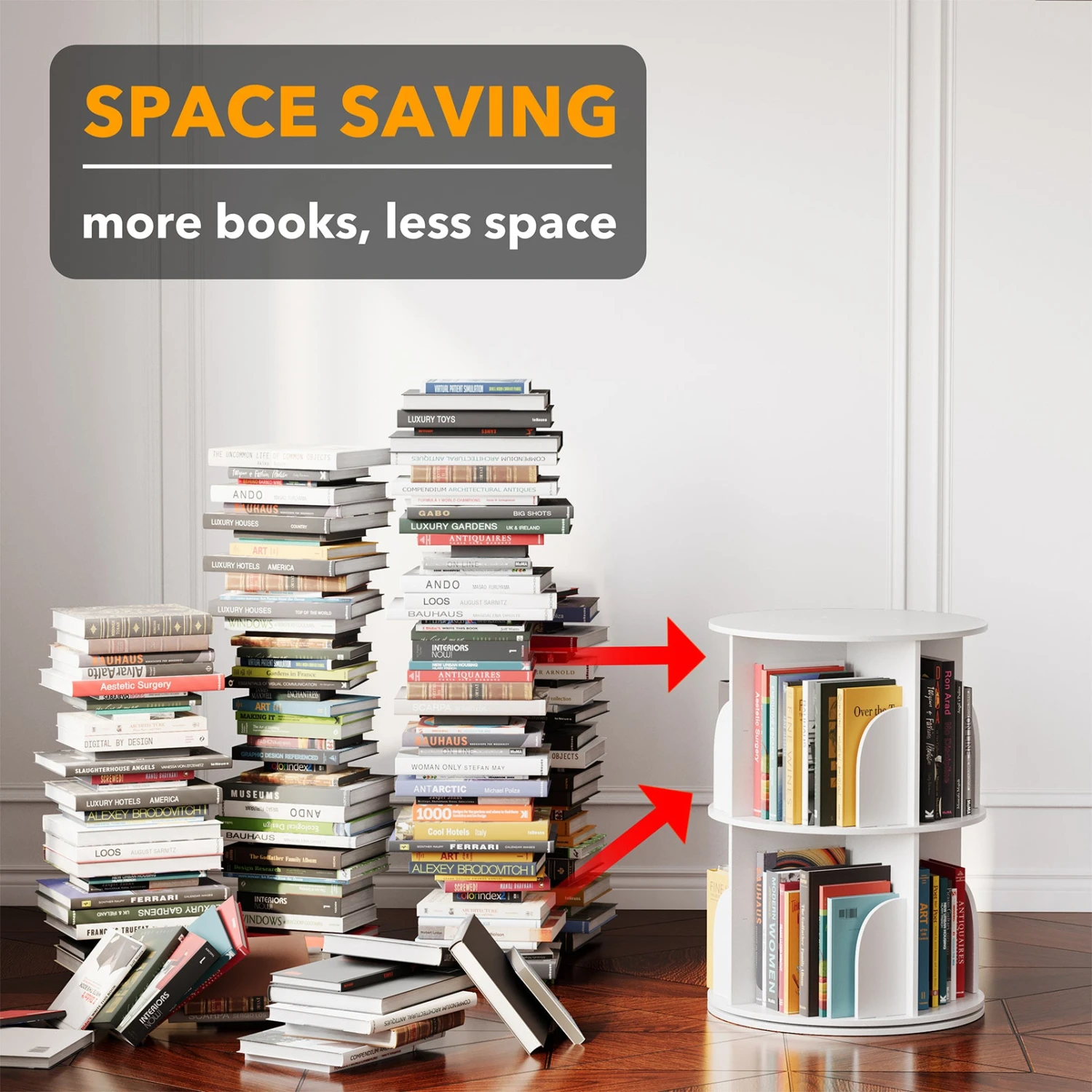 SpaceAid 2 Tier Revolving Bookcase 2 SpaceAid 2 Tier Revolving Bookcase - Image 2