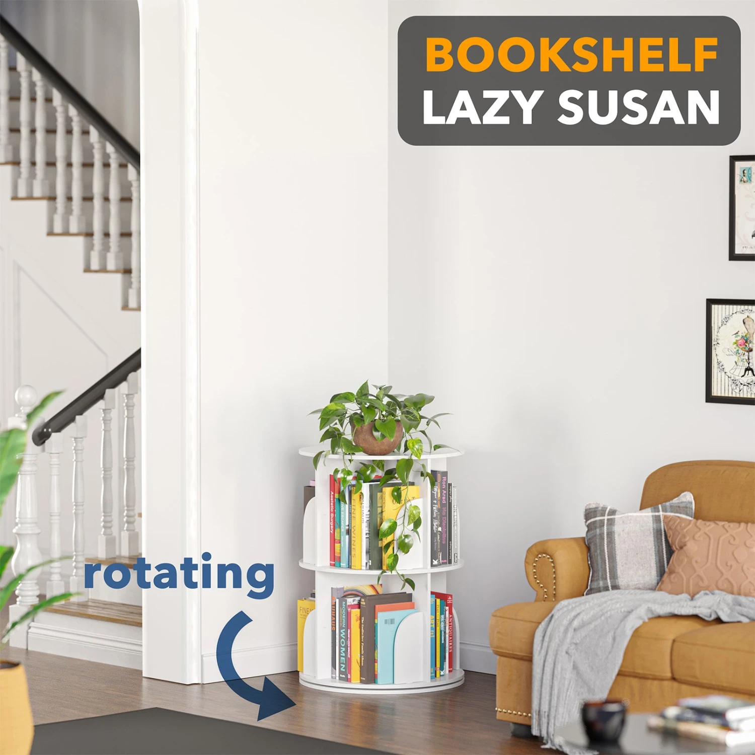 SpaceAid 2 Tier Revolving Bookcase 3 SpaceAid 2 Tier Revolving Bookcase - Image 3