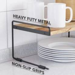 SpaceAid Open Kitchen Cabinet Shelf Organizers 2 Pack In Black And Natural, 16" Wide -NeatNest Store 6 E5 88 86 E6 9E 90 E5 9B BE E6 8A 8A E6 89 8B 1 scaled 1