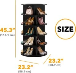 Black 5-Tier Spinning Shoe Rack For Closet -NeatNest Store 61Q tT89ZDL. AC SL1500