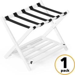 Fully Assembled Bamboo Foldable Luggage Rack With Storage Shelf, White 14 Fully Assembled Bamboo Foldable Luggage Rack With Storage Shelf, White -NeatNest Store 61 q75SnZAL. AC SL1500