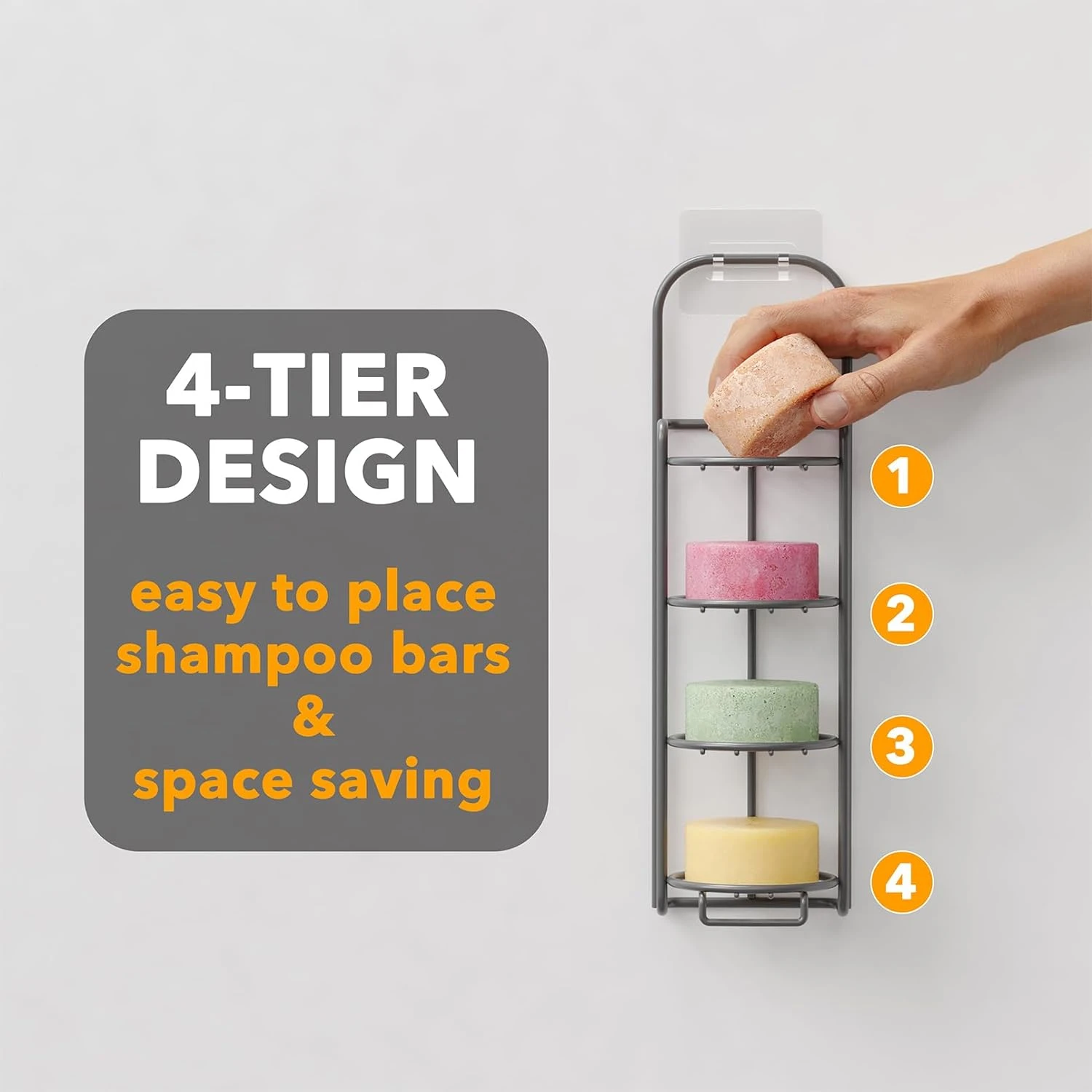 SpaceAid 4 Tier Bar Shampoo Holder For Shower, Gray 3 SpaceAid 4 Tier Bar Shampoo Holder For Shower, Gray - Image 3