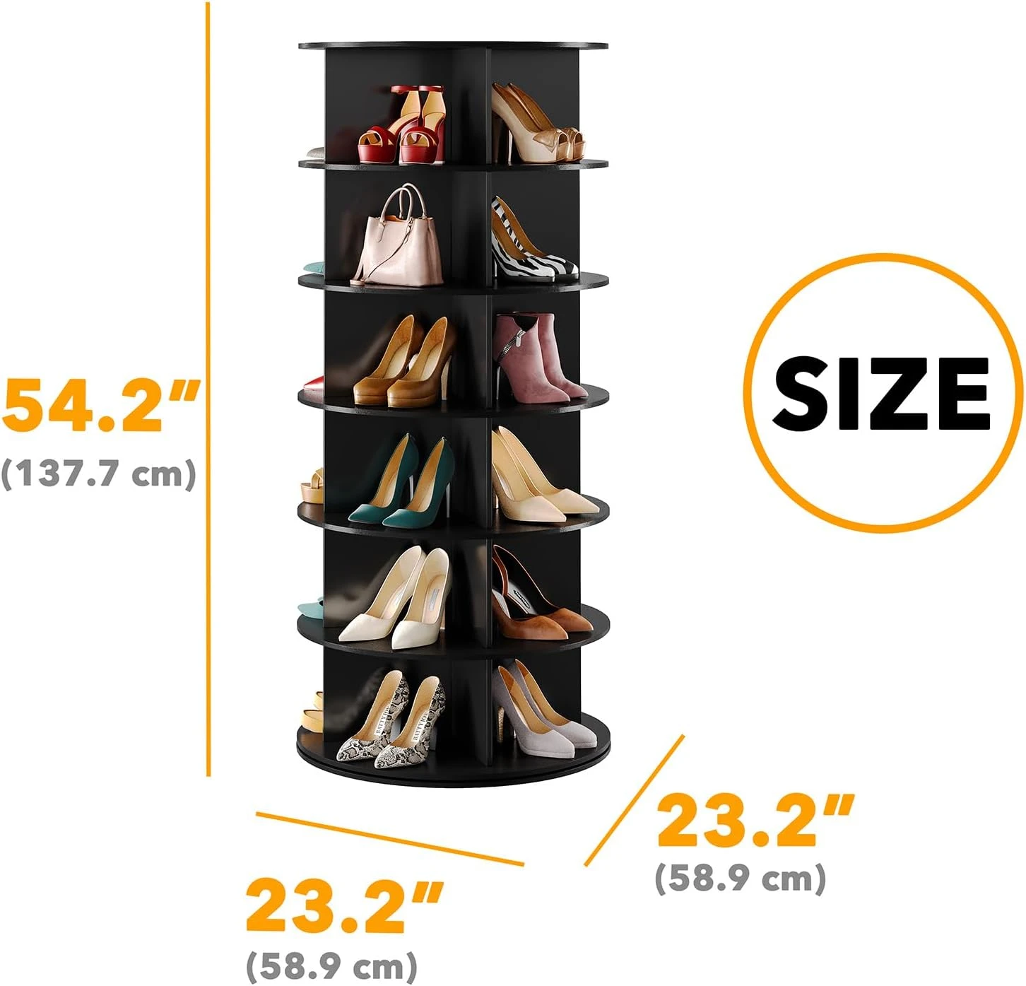 Black 6-Tier Revolving Shoe Rack For Closet 2 Black 6-Tier Revolving Shoe Rack For Closet - Image 2