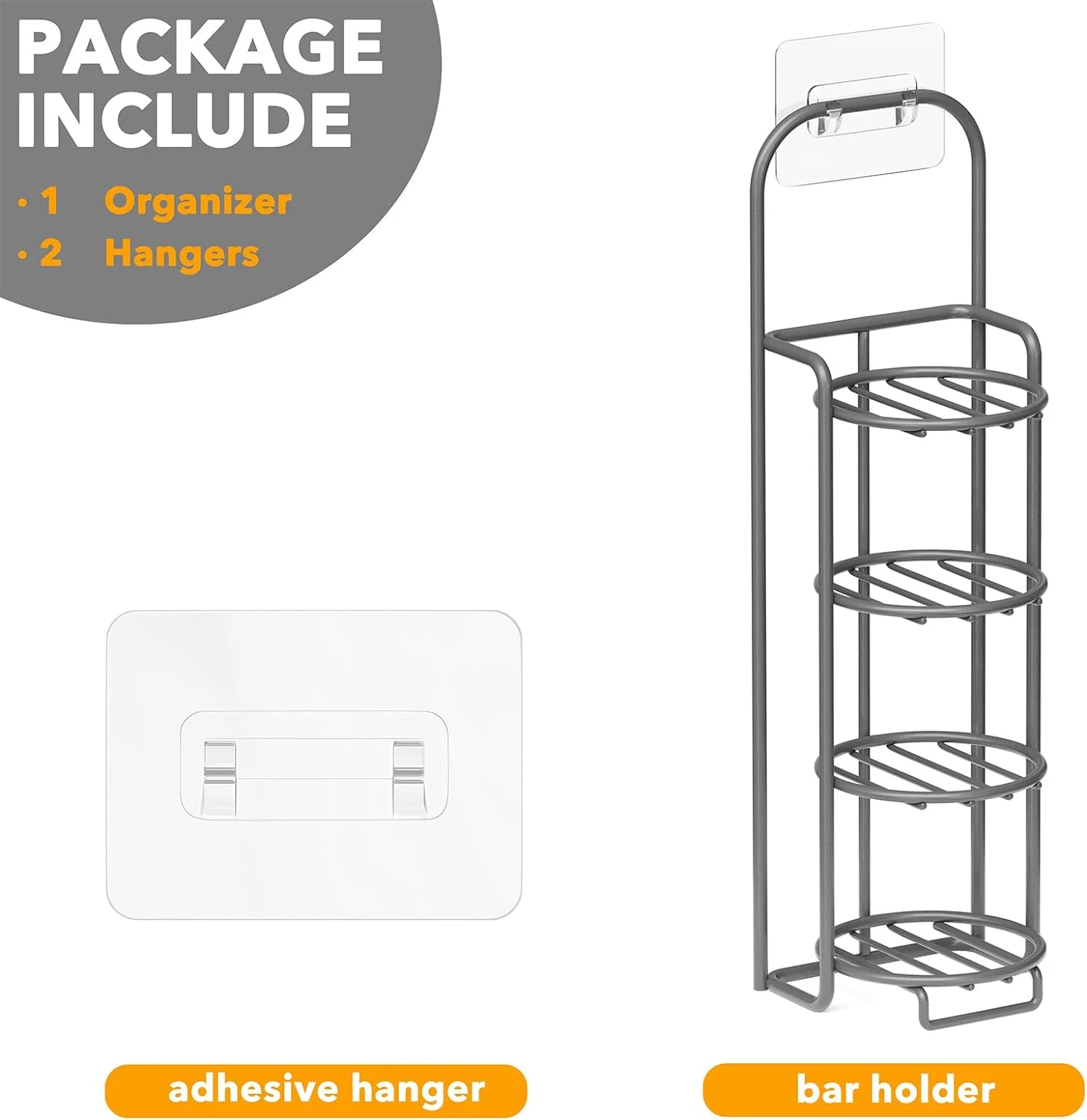 SpaceAid 4 Tier Bar Shampoo Holder For Shower, Gray 7 SpaceAid 4 Tier Bar Shampoo Holder For Shower, Gray - Image 7