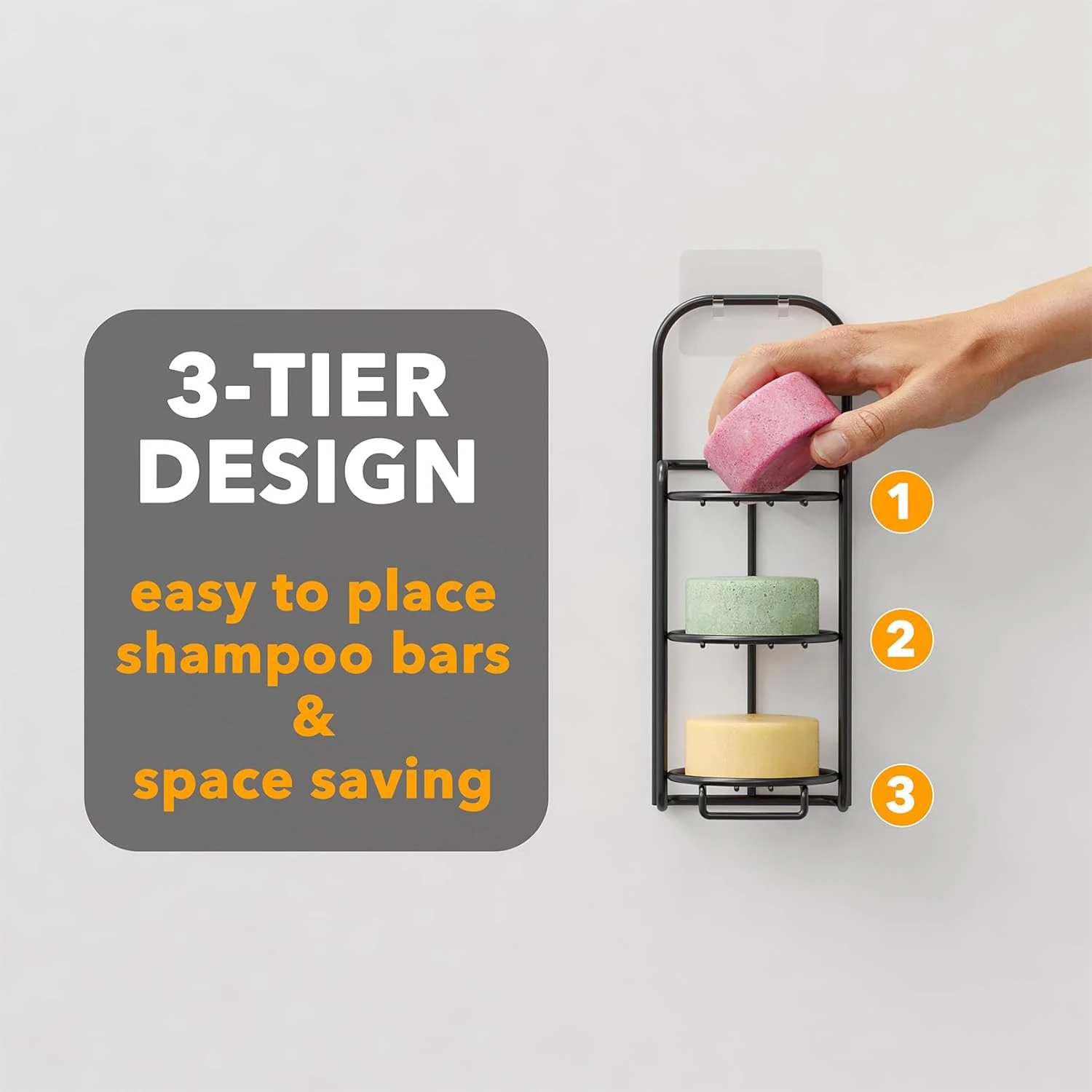 SpaceAid 3 Tier Shampoo Bar Holder For Shower, Black 3 SpaceAid 3 Tier Shampoo Bar Holder For Shower, Black - Image 3