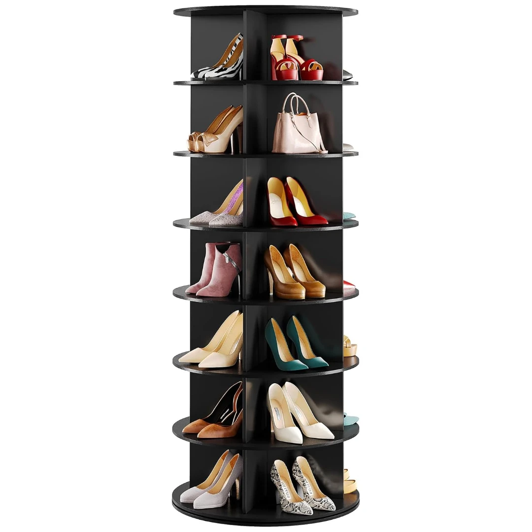 Black 7-Tier Rotating Shoe Rack For Closet 1 Black 7-Tier Rotating Shoe Rack For Closet