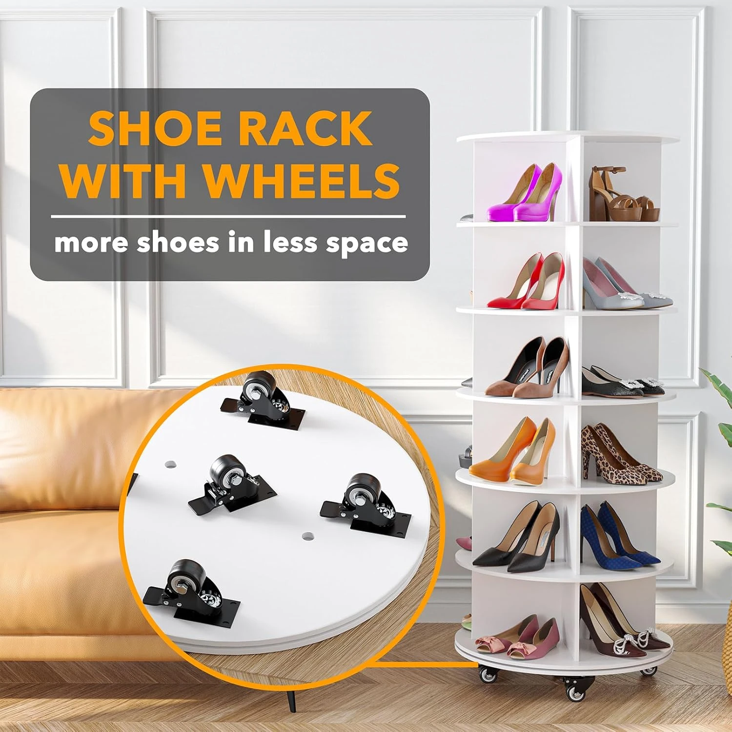 6-Tier Rotating Shoe Rack With Wheels 3 6-Tier Rotating Shoe Rack With Wheels - Image 3