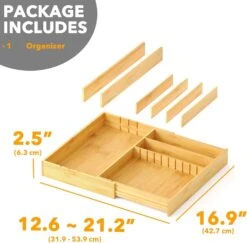 Expandable Kitchen Utensil Organizer 2.5" High Natural -NeatNest Store 713iH3NOF L. AC SL1500