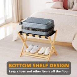 Fully Assembled Bamboo Foldable Luggage Rack With Storage Shelf, Natural -NeatNest Store 71HBMPfGd0L. AC SL1500 ec935626 0fe2 4fd1 9cae 30b88ea72ed7