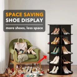 Black 5-Tier Spinning Shoe Rack For Closet -NeatNest Store 71La w6GWyL. AC SL1500