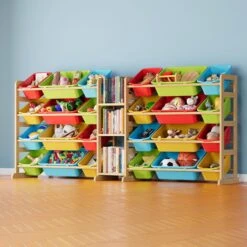 Kids Toy Storage Bins Organizer With 24 Bins And 3 Shelves