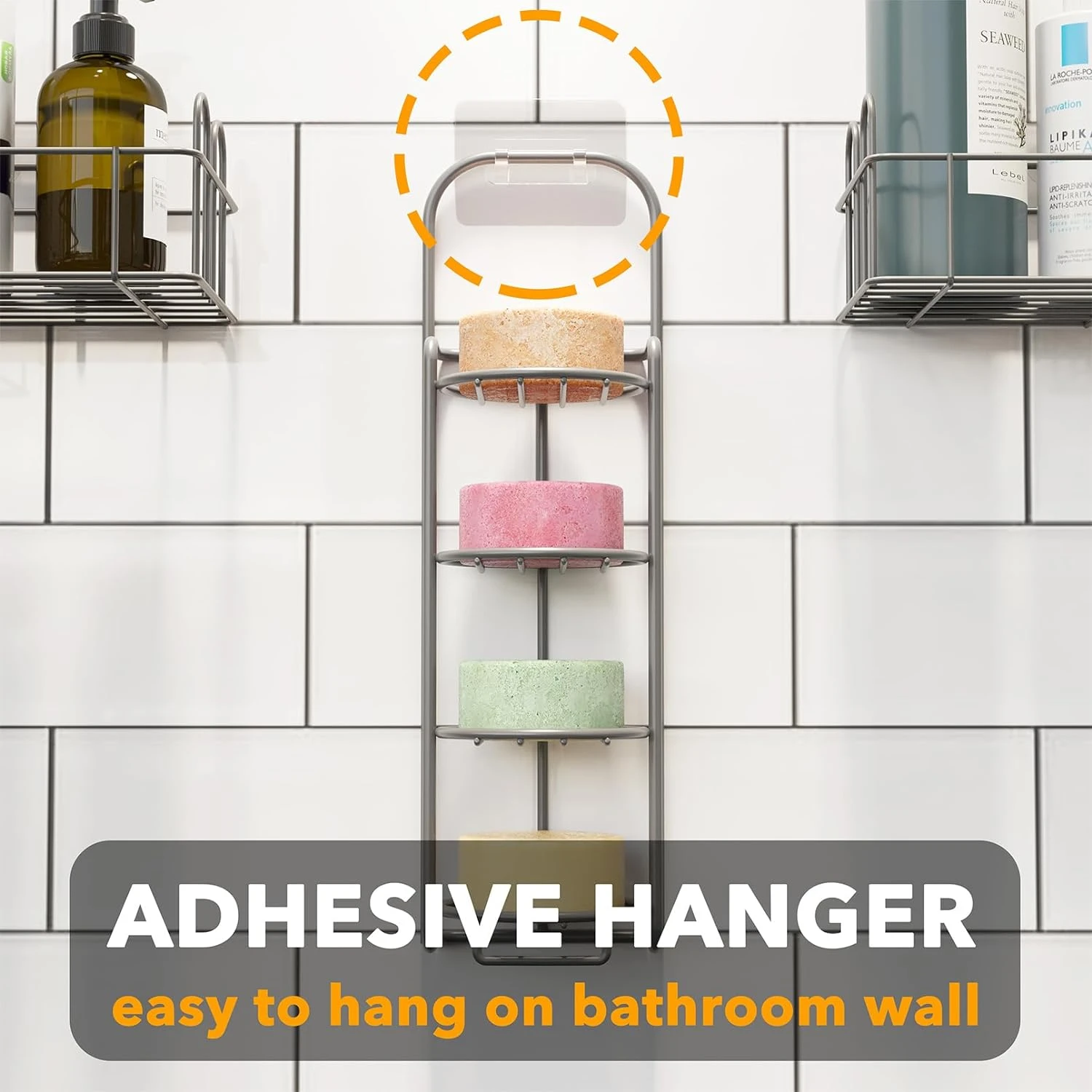 SpaceAid 4 Tier Bar Shampoo Holder For Shower, Gray 2 SpaceAid 4 Tier Bar Shampoo Holder For Shower, Gray - Image 2