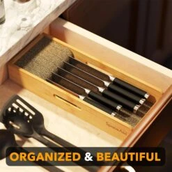 Small Bamboo Knife Holder For Drawer, 5.9"W 10 Small Bamboo Knife Holder For Drawer, 5.9"W -NeatNest Store 71O8MdwwvwL. AC SL1500